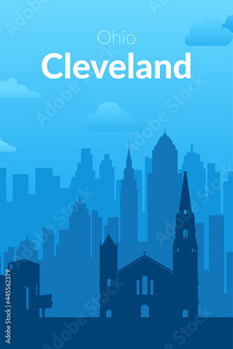 Cleveland  USA famous city scape view background.