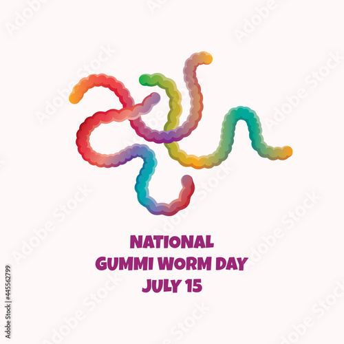 National Gummi Worm Day vector. Colorful gummy jelly worm candies vector. Gummi Worm Day Poster, July 15. Important day