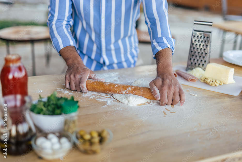 Picture of a pizza in the making. Picture of a pizza in the making.