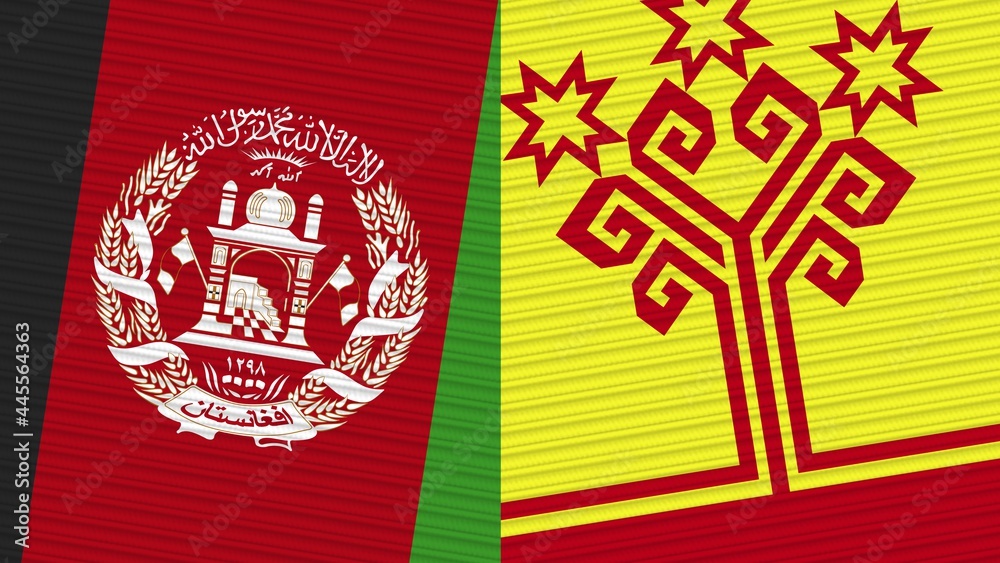 Chuvashia and Afghanistan Two Half Flags Together Fabric Texture Illustration