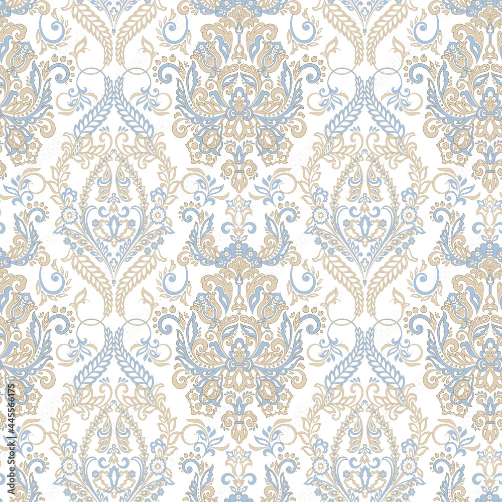 Vector Floral textured print. Damask Seamless vintage pattern. Can be used for wallpaper, fabric, invitation