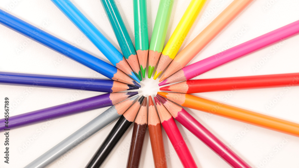 colored pencils circle isolated on white background colored pencils circle isolated on white background