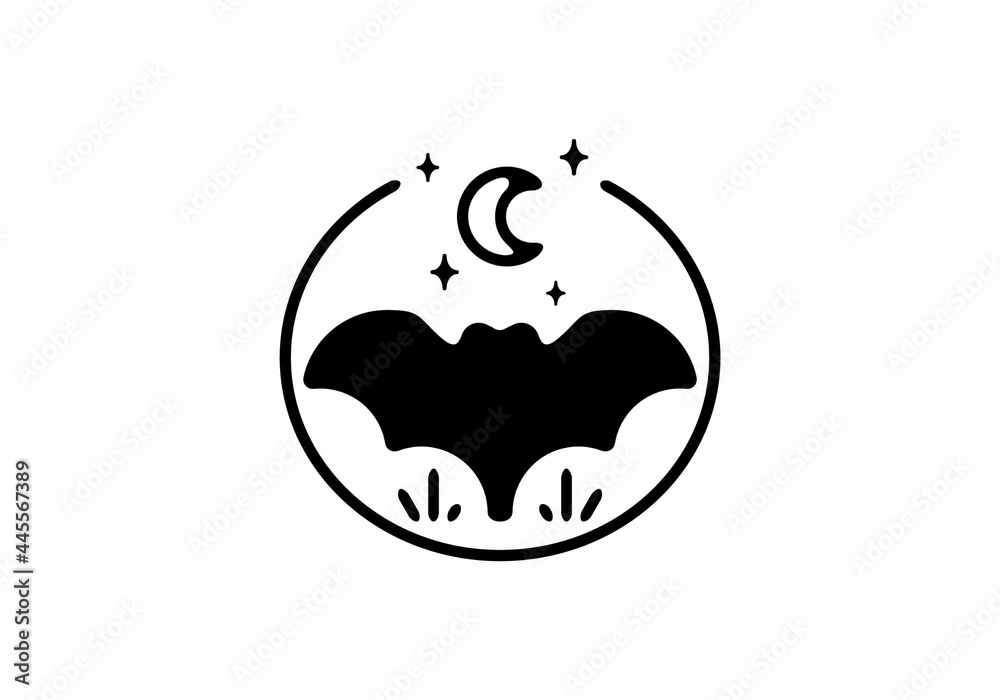 Bat in circle line art illustration Bat in circle line art illustration
