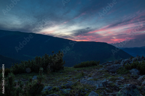 sunset in the Carpathian mountains