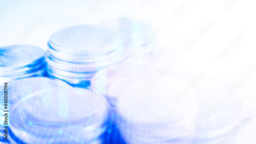 Blur Double exposure of light and stack of coins for finance and banking concept, coins stacked background, copy space for texting, blurred background. Blur Double exposure of light and stack of coins for finance and banking concept, coins stacked background, copy space for texting, blurred background.
