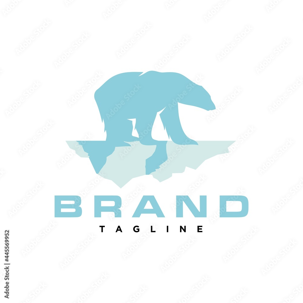 Polar Bear Walking on Iceberg Logo Design Vector Image