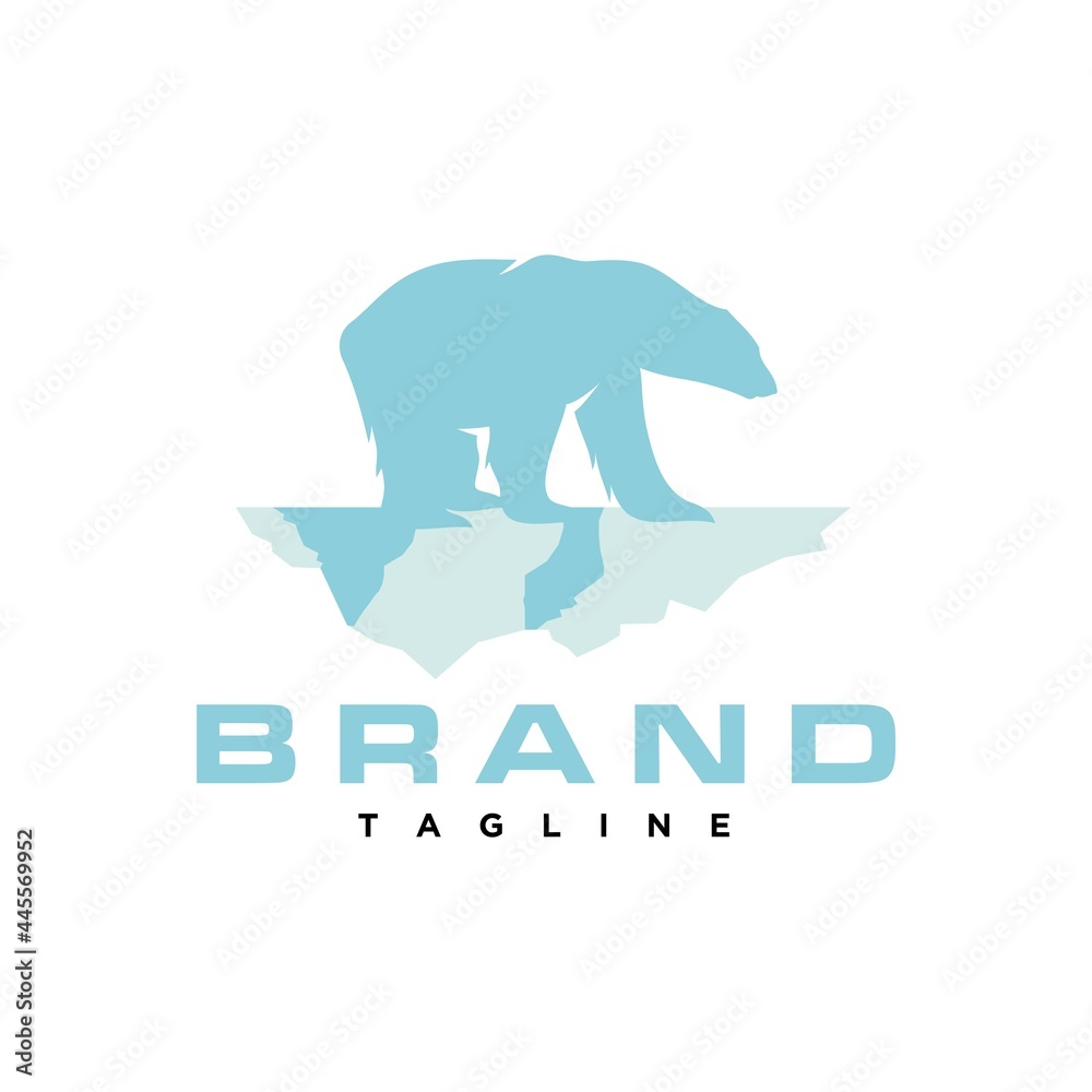 Obraz premium Polar Bear Walking on Iceberg Logo Design Vector Image