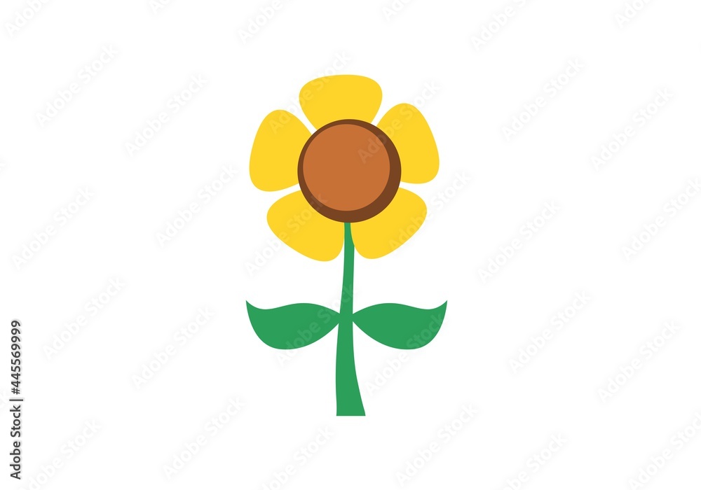 Sunflower with leaf flat icon illustration Sunflower with leaf flat icon illustration