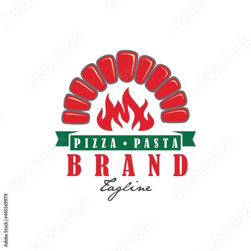 Pizza Furnace and Fire Logo Design Vector Image