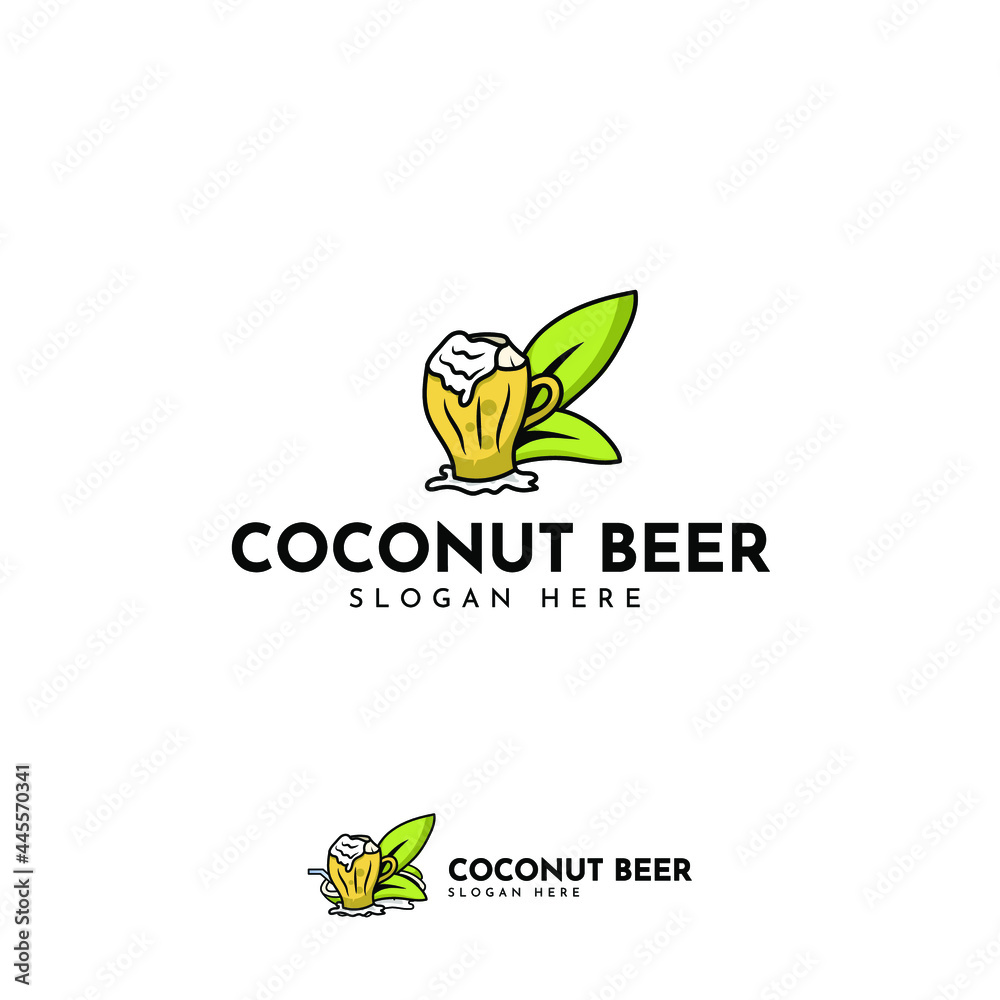 Fototapeta premium Logo cococnut drink, coconut beer, coconut time, coconut cream illustration simple design