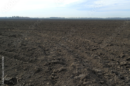 Treated soil. Land for planting agricultural plants. Background.