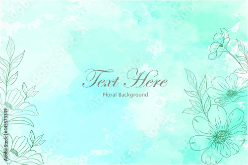 Wedding invitation card with flowers and leaves 