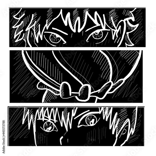 Manga style. Japanese cartoon Comic concept. Anime characters. Hand drawn trendy. Vector design for t-shirt graphics, banner, fashion prints, slogan tees, stickers