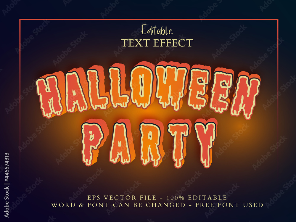 Halloween party text effect style. Editable font text effect.