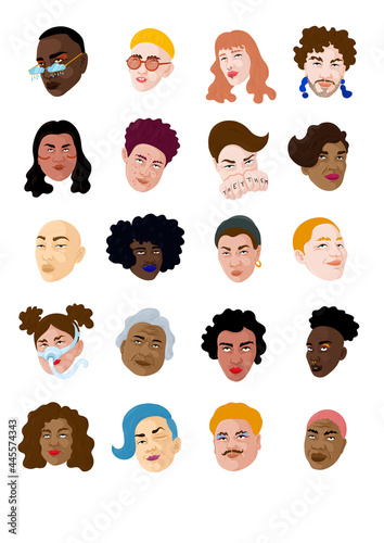 20 Portraits of different kinds of Nonbinary People.