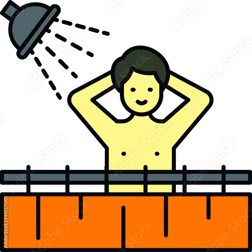 person taking shower Concept, Early Morning Bath Vector Color Icon Design, Everyday life Symbol, Daily Routine life Sign, Activities of daily living Stock illustration
