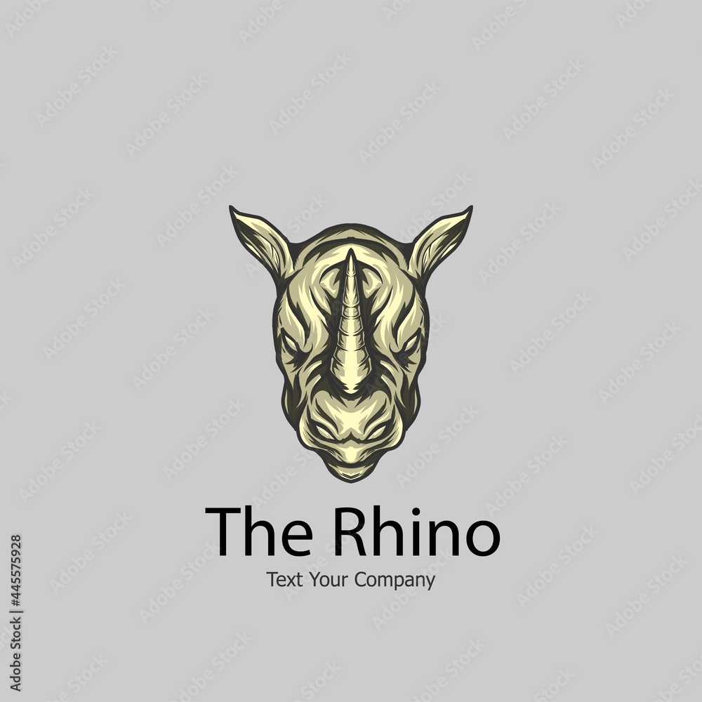 Rhino Head Vector Logo Design, vector land animal head logotype.