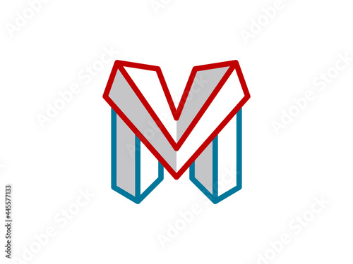 3d logo, m logo, v logo, MV logo design, isometric design
