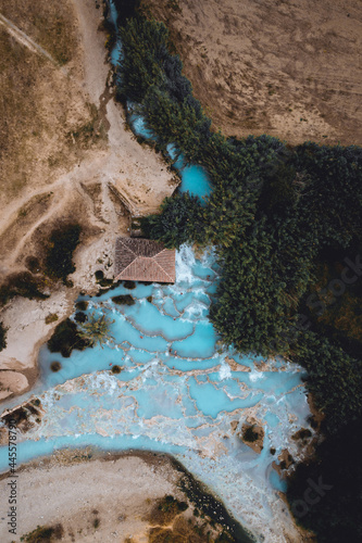 Saturnia thermal pool, Tuscany Italy. The thermal sulphurous water of Saturnia photo