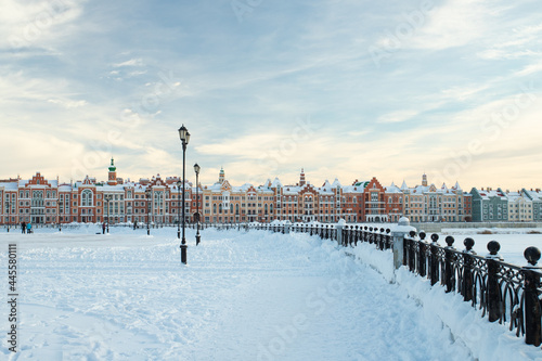 Architecture Of Houses On Bruges Embankment In Winter In Yoshkar-Ola, Russia. photo