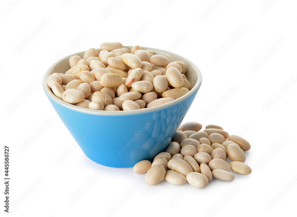 Bowl with raw beans on white background Bowl with raw beans on white background