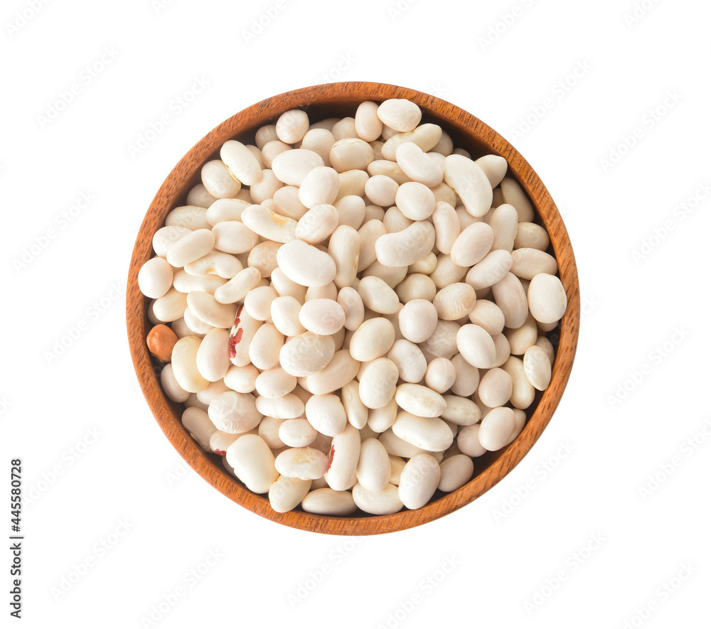 Bowl with raw beans on white background Bowl with raw beans on white background