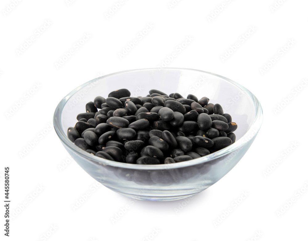 Bowl with black beans on white background Bowl with black beans on white background