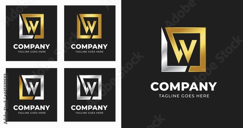 Letter W logo design template with Square shape style