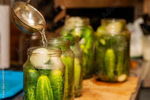 Canvas Print Preparation of canned cucumbers.
