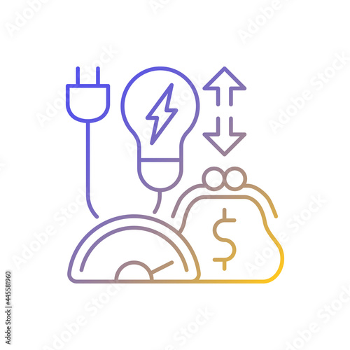 Energy efficiency program gradient linear vector icon. Policy for purchasing electrical power. Energy purchase. Thin line color symbols. Modern style pictogram. Vector isolated outline drawing
