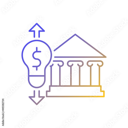 Government energy price regulation gradient linear vector icon. Community utility supply cost. Energy purchase. Thin line color symbols. Modern style pictogram. Vector isolated outline drawing