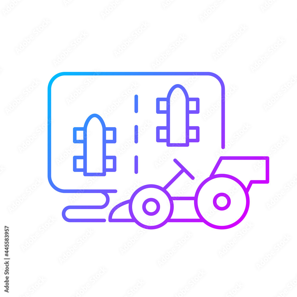 Racing game gradient linear vector icon. Interesting competitive genre of activities to spend time with friends. Thin line color symbols. Modern style pictogram. Vector isolated outline drawing Racing game gradient linear vector icon. Interesting competitive genre of activities to spend time with friends. Thin line color symbols. Modern style pictogram. Vector isolated outline drawing