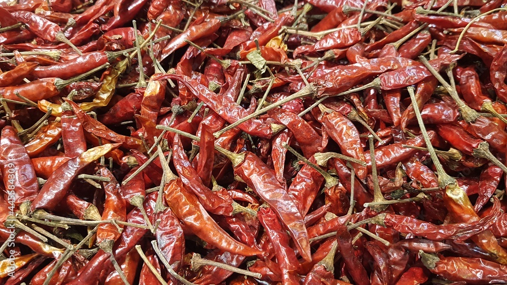 Lots of dried chilies on the market stalls. Lots of dried chilies on the market stalls.