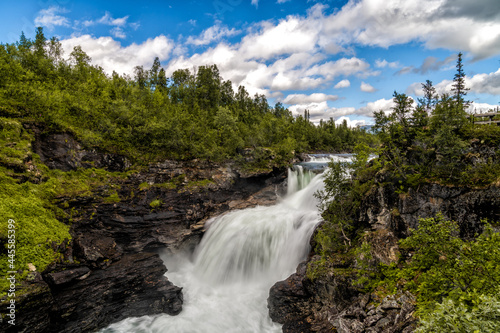 view of the Gaustafallet waterfall in northern Sweden photo