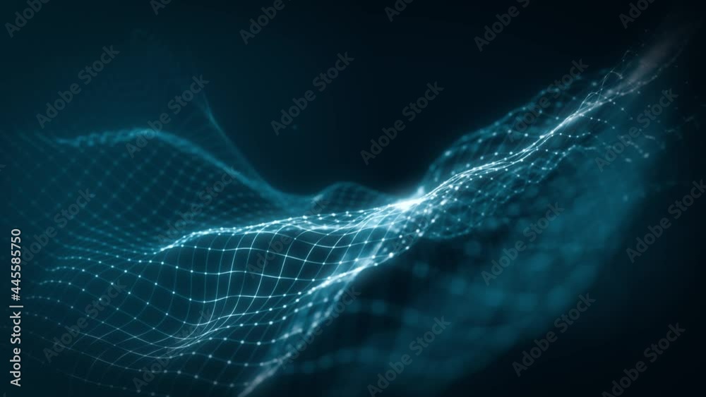 Abstract Network Mesh Waving Fx Background Loop/ 4k animation of an abstract fractal digital mesh background with blur focus seamless looping