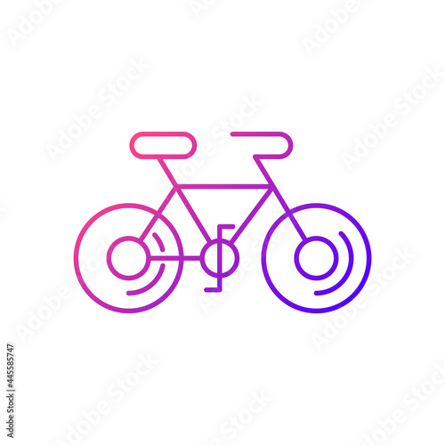 Bicycle gradient linear vector icon. Taiwan cycling travel. Riding round entire world. Asian journey. Thin line customizable illustration. Isolated vector contour symbol for light mode.