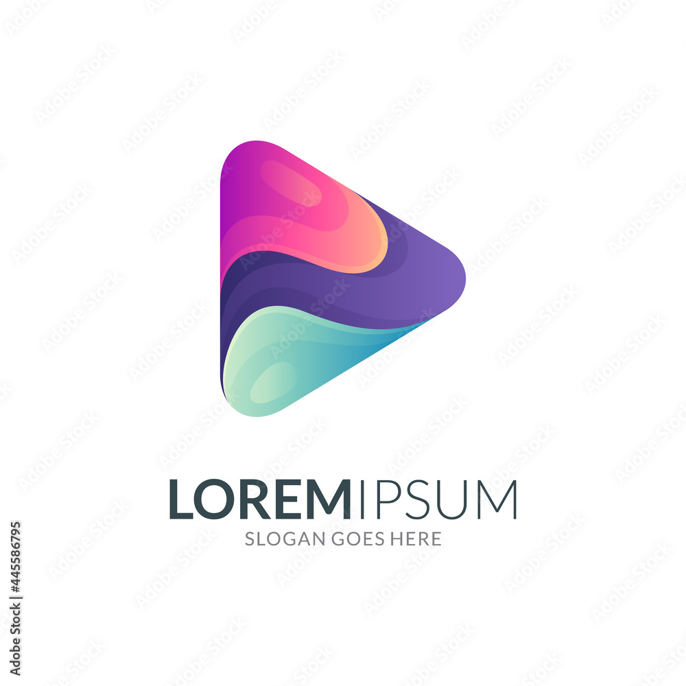 Wave media play abstract logo design template Wave media play abstract logo design template