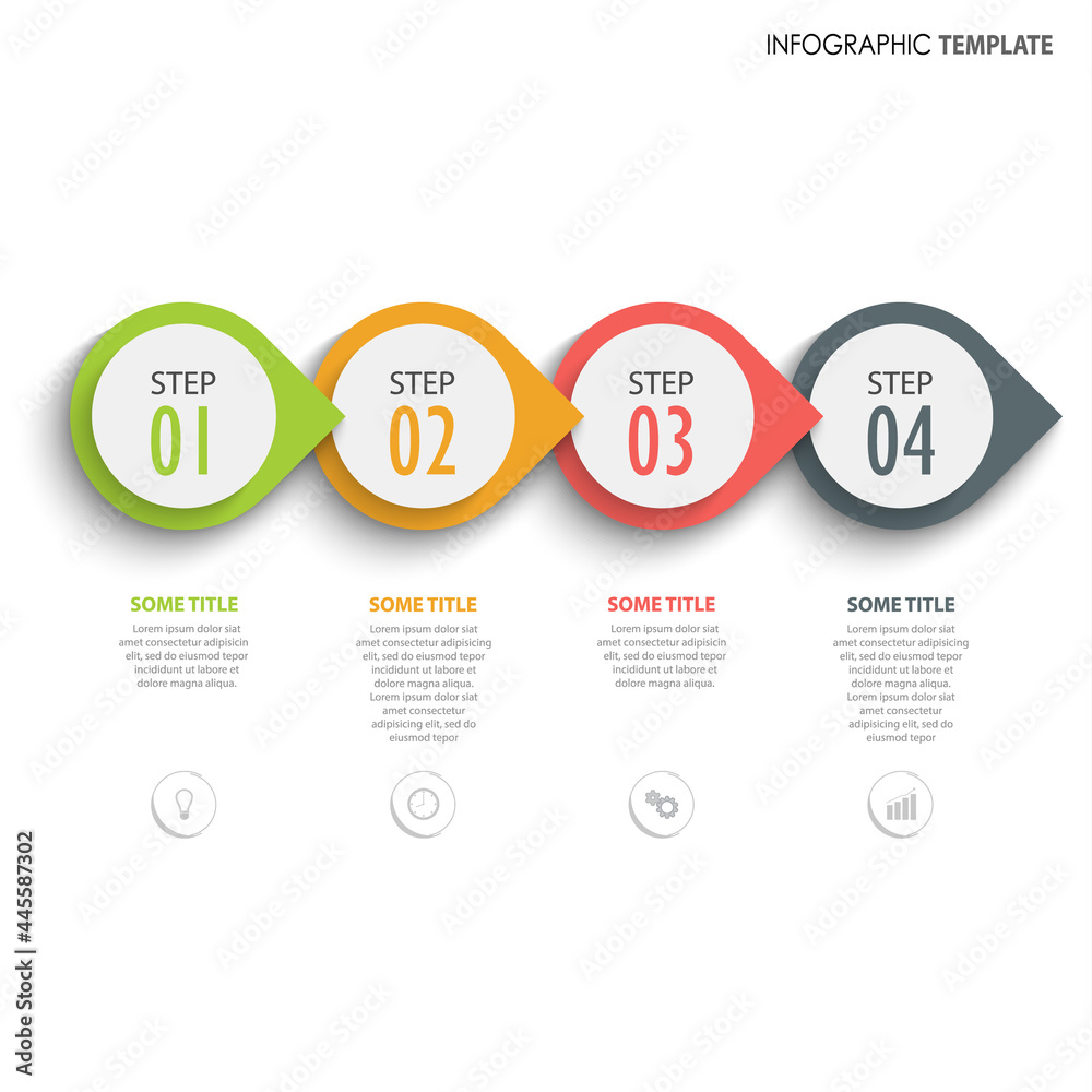 Info graphic with colored pointers on white background Info graphic with colored pointers on white background