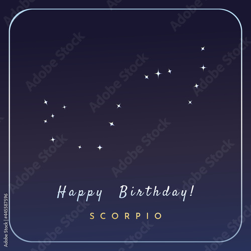 Wallpaper Mural Scorpio horoscope postcard on the dark blue background with frame. Happy birthday.  Torontodigital.ca