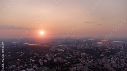 Drone view of Belgrade, capital of Serbia. © astrosystem
