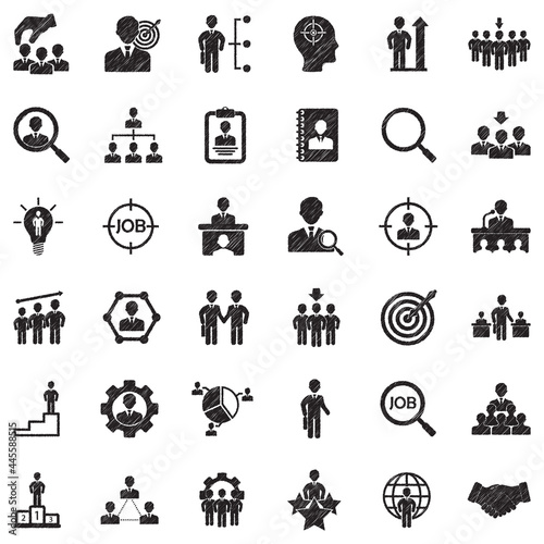Head Hunting Icons. Black Scribble Design. Vector Illustration.