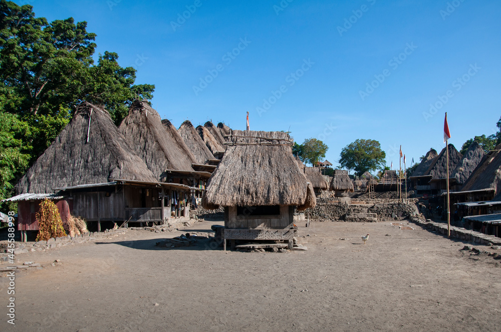 Houses of a megalithic village in fFlores Indonesia Houses of a megalithic village in fFlores Indonesia