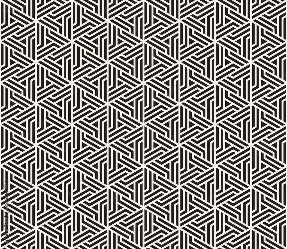 Vector seamless pattern. Repeating geometric elements. Stylish monochrome abstract background design.