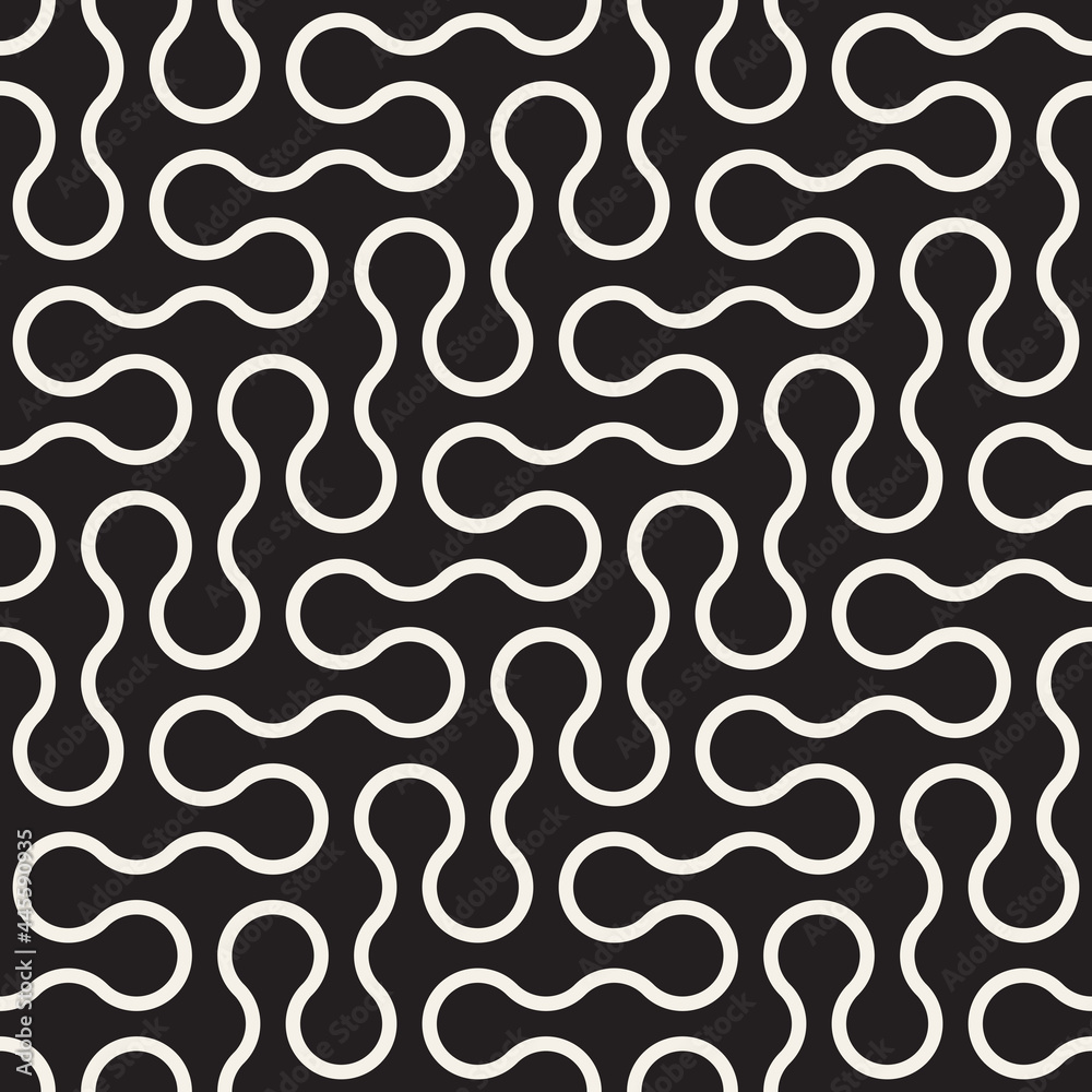 Vector seamless pattern. Repeating geometric elements. Stylish monochrome abstract background design.