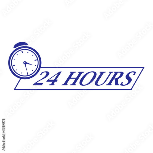 24 hours icon with a clock