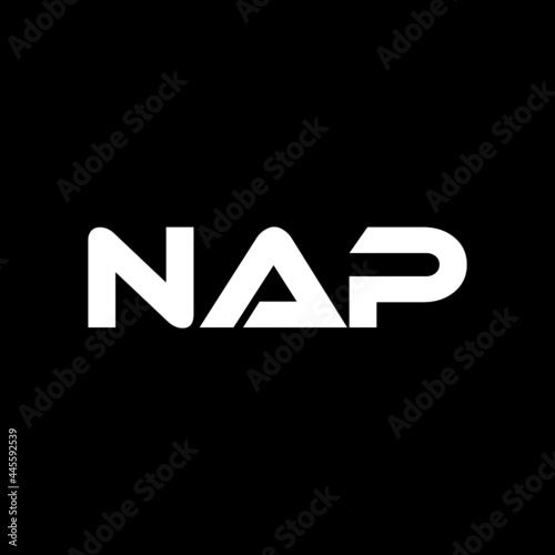NAP letter logo design with black background in illustrator, vector logo modern alphabet font overlap style. calligraphy designs for logo, Poster, Invitation, etc.