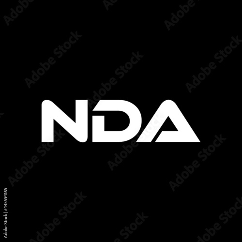 NDA letter logo design with black background in illustrator, vector logo modern alphabet font overlap style. calligraphy designs for logo, Poster, Invitation, etc.