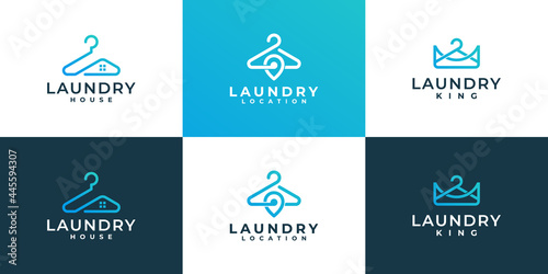 set of Clean Laundry logo design concept with creative combination