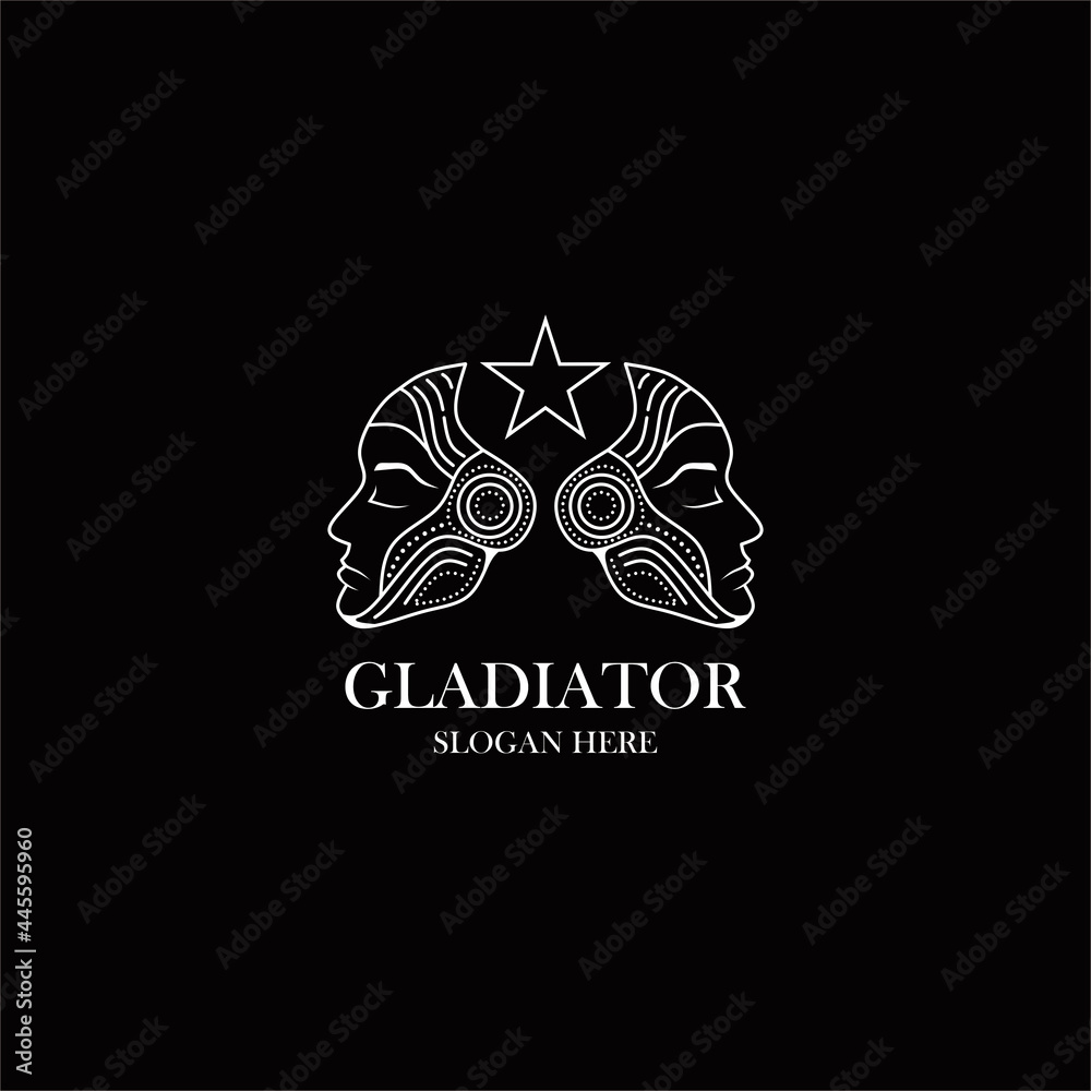 Gladiator Logo Template Design Vector, Emblem, Design Concept, Creative Symbol or Icon