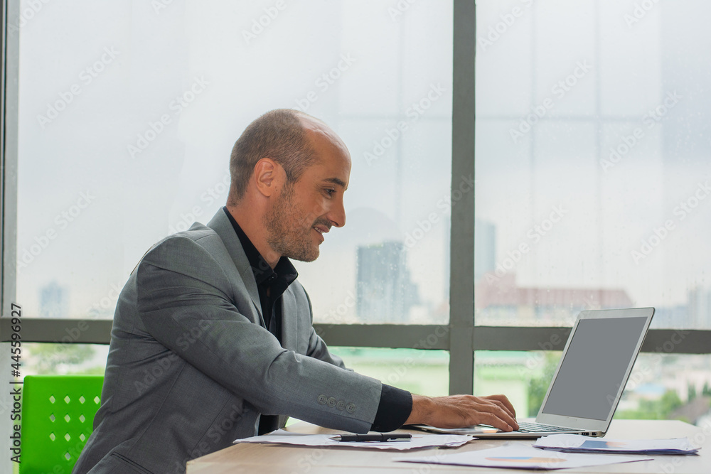 Businessman using computer laptop working technology Businessman using computer laptop working technology